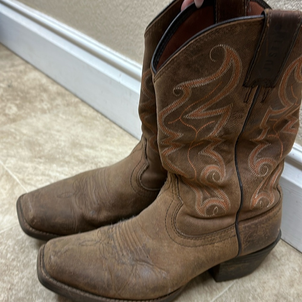 Justin Men’s Cowboy Boots Brown leather size 9d